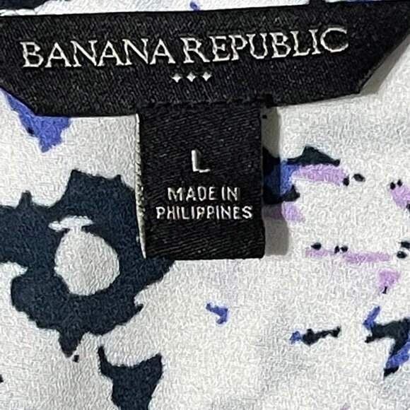 Banana Republic Womens Size L Floral Long Sleeve Blouse With Tie Cuffs - Picture 7 of 10